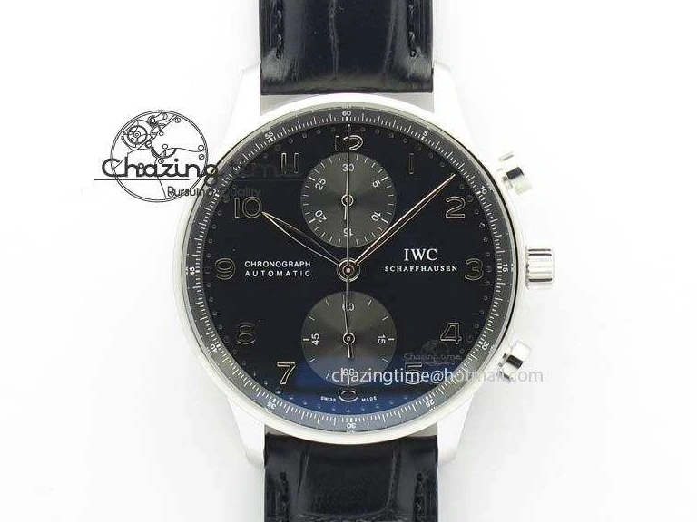MIROTIME 0122 Reliable Portuguese IW371447 ZF 1:1 Best Edition SS Black Dial On Black Leather Strap A79350 V 7274